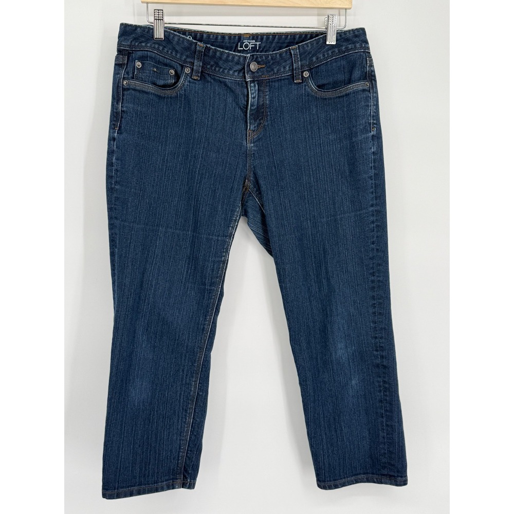 Loft Dark Wash Denim Cropped Straight Leg Jeans Women's Size 10‎ Modern